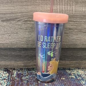 Sleeping Beauty Iridescent Tumbler with Pink Sparkles And Lid